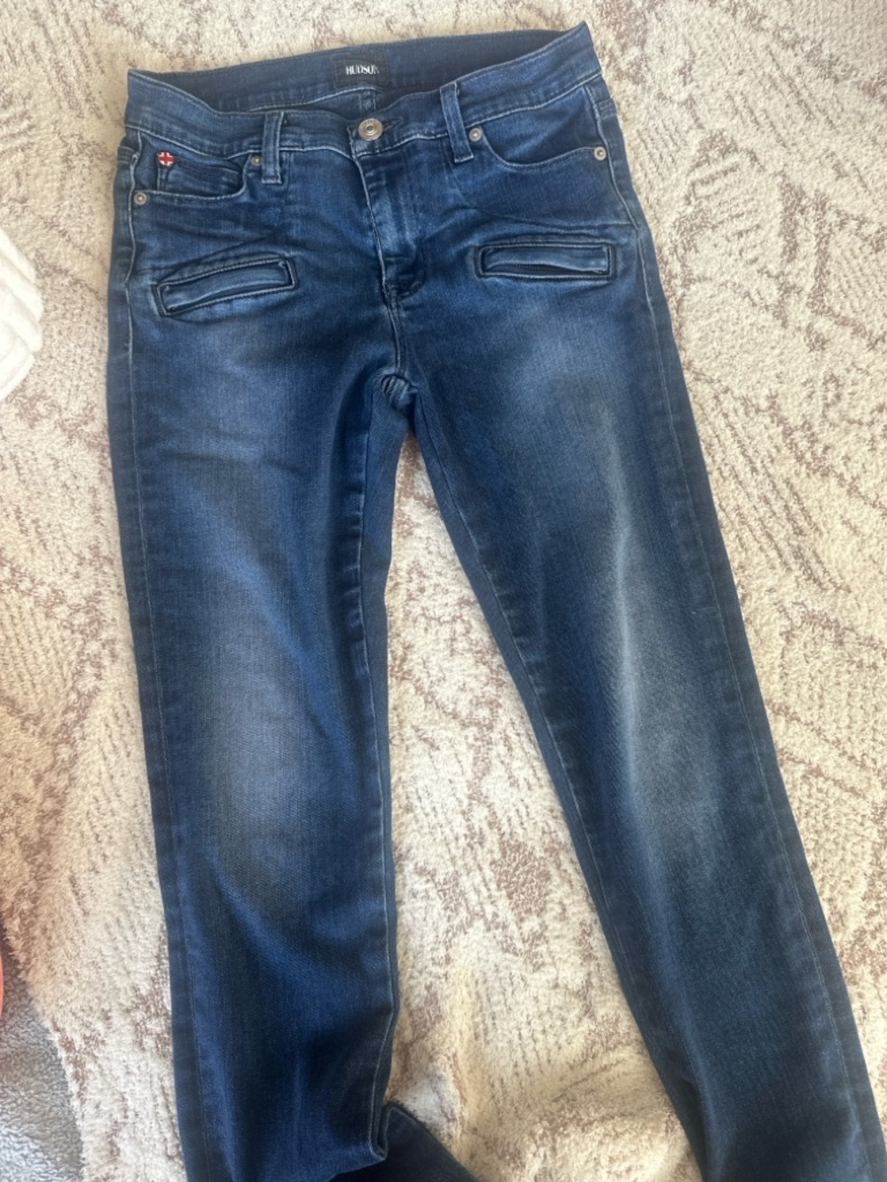 Hudson Jeans Skinny Dark Wash Moto Zip Pocket Stretch Denim Size 26